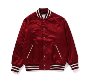 Offre spéciale Vente en gros Vêtements d'hiver personnalisés respirants Broderie pour hommes Veste universitaire en satin Veste universitaire à boutons de couleur unie pour hommes - Product Image 5