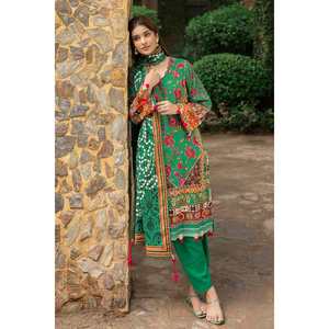 Ensemble de costume Khaddar pour femmes, respirant, 3 pièces, non cousu, broderie à la main, imprimé, K-52032 - Product Image 3