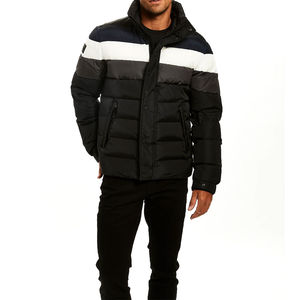Veste matelassée à capuche surdimensionnée en toile avec fermeture éclair, personnalisable avec logo frontal, pour homme, hiver - Product Image 3