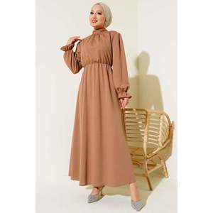 Robe évasée à taille élastique Latte - Product Image 3