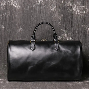 <b>Leather</b> Weekender Duffel Bag Zipper Closure <b>Black</b> Travel <b>Holdall</b> Durable - Product Image 6