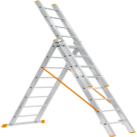 Échelle combinée en alliage d'aluminium de style européen 3x5 mètres, capacité de charge 150 kg, hauteur extensible 49 pieds, verrouillage manuel