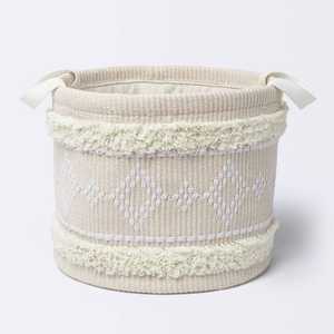 Tufted <b>Boho</b> Style Designer Woven Storage Basket Kids Foldable Basket Hand Woven Cotton Flat Weave Technique Direct Factory ITHL - Product Image 1