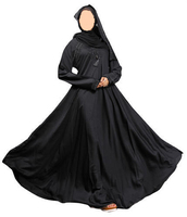 Abaya negra larga hasta el suelo para mujer con bordado, cuello alto, manga larga, vestido islámico modesto para la oración, estilo de Oriente Medio.