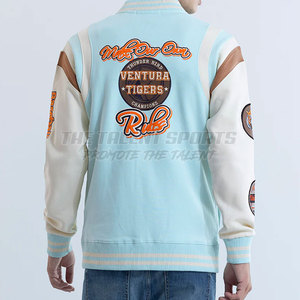 Veste de style universitaire pour homme, col montant, logo sur le devant, tissu en toile, légère, idéale pour l'hiver - Product Image 6