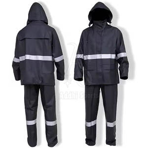 Traje de lluvia impermeable Unisex con tiras reflectantes Puños elásticos Cuello con capucha Cierre de cremallera para actividades al aire libre de seguridad - Product Image 6