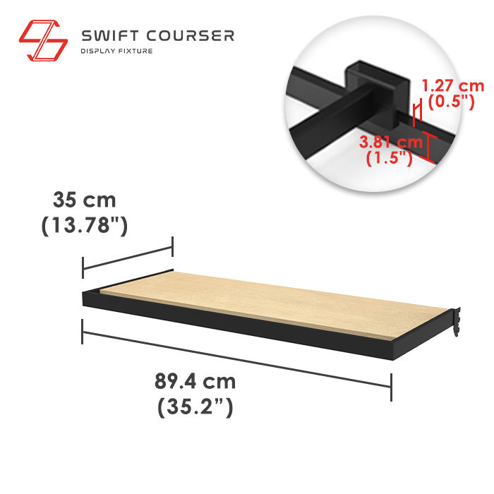 Frame (Black) + Wood Shelf (Light Brown)