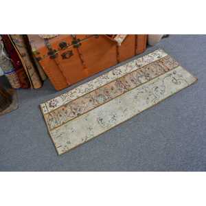 1.8x4.3 ft Rug, Turkish Vintage Rug, <b>Brown</b> <b>Wool</b> Rug - Product Image 1