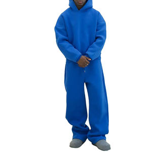 100% algodón 500 600 Gsm Pullover Sweat Suits hombres transpirable sudaderas con capucha chándal holgado de gran tamaño Sudadera con capucha conjunto de pantalones de chándal Sudadera con capucha - Product Image 5