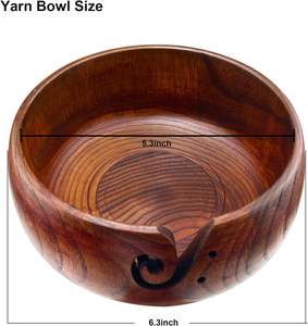 Bol en fil en bois avec support de trous palissandre artisanat fait à la main bol à tricoter stockage accessoires de tricot et de crochet - Product Image 4