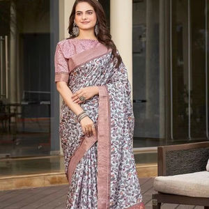 Magnifique Sarees en soie avec belle Pallu imprimée - Product Image 1