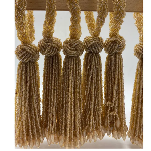 <b>Set</b> of 6 Gold FringeTassel <b>beaded</b> Napkin Rings elegant dining gold table scape - Product Image 1