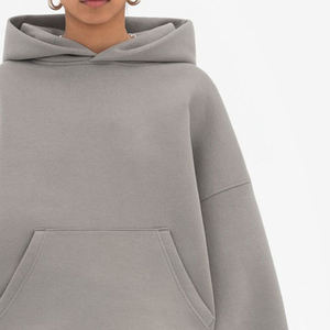 Vente en gros de sweats à capuche personnalisés pour femmes, en polaire, coupe oversize, couleur unie, coupe ample, épaules tombantes, style streetwear - Product Image 5