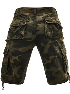 Casual Loose-Fit Camouflage Cargo <b>Shorts</b> for Men with Elastic Waist High-Quality Material Perfect for <b>Travel</b> and Everyday Wear - Product Image 3