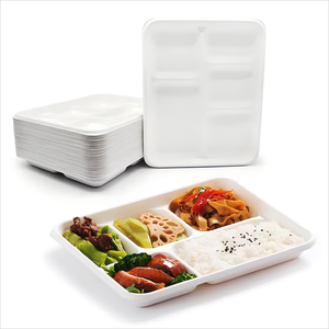 Fournisseurs chinois Assiettes de bagasse de canne à sucre à 5 compartiments Conteneur de boîte de restauration rapide <span class=keywords><strong>Plateau</strong></span> de <span class=keywords><strong>repas</strong></span> écologique pour le déjeuner de travail - Product Image 2