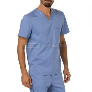 Uniforme Médico Informal para Hombre, Tendencia Actual, Antiarrugas, Uniformes Médicos de Venta Caliente, Cuello Alto, Manga Corta - Product Image 4