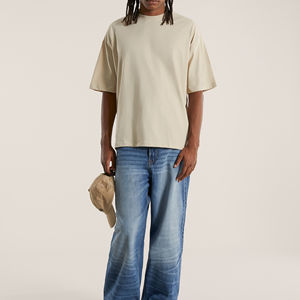 T-shirt pour homme 100% coton, coupe ample, 220 g/m², poids lourd, col rond, chemise vierge de haute qualité, impression de logo personnalisé, uni, surdimensionné - Product Image 5