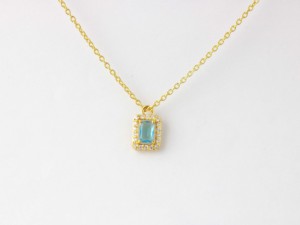 Collier octogone en topaze bleue: pendentif en argent sterling avec pierres précieuses, pierre de naissance de décembre - Product Image 3