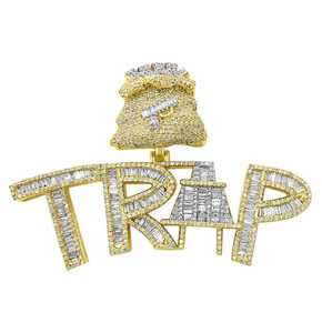 Nouvel arrivage de pendentif de luxe en argent sterling 925 cultivé en laboratoire Nom personnalisé Design VVS Clarté Style Hip Hop Bijoux en diamant - Product Image 2