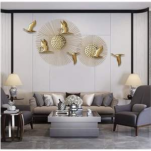 Classique mur Art décor pour la maison Restaurant chambre décoration métal blanc or noir couleur moderne fleur Design maison accessoires - Product Image 5