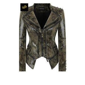 Chaqueta/abrigo de invierno de cuero vintage para mujer, moderno, de alta calidad, ecológico, transpirable, con cierre de cremallera y manga completa - Product Image 1