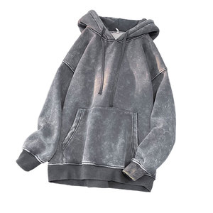 Sudaderas con capucha extragrandes con logotipo personalizado de peso pesado para hombre, sudaderas con capucha con estampado de diamantes de imitación y lavado ácido Sun Fed - Product Image 4