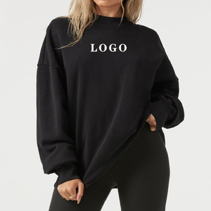 Custom Winter Oversized Embroidered Eco-Friendly Front Women Heavyweight Woven Embossed Crewneck Batwing Sleeve Streetwear - Product Image 3