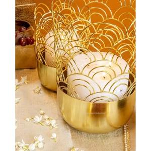 ชุดที่ใส่เทียนทีไลท์ลวดโลหะชุบทอง2ชิ้นสำหรับใช้ในบ้านงานคริสต์มาสตกแต่งโต๊ะ - Product Image 6