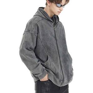 100% algodón lavado con ácido Streetwear Puff Print Sun Faded Acid Wash Vintage Hoodie - Product Image 2