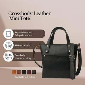 Mini sac cabas de voyage artisanal Companion avec sangle amovible en cuir pleine fleur de qualité supérieure et compartiment à fermeture éclair - Product Image 2