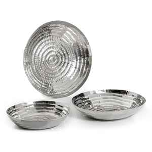Customized Homemade Round Design Silver Metal Breakfast <b>Serving</b> <b>Tray</b> Wholesale Decorative <b>Food</b> Carrying Flatware Homeware <b>Tray</b> - Product Image 5