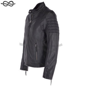 เสื้อแจ็คเก็ตหนังสำหรับนักขี่จักรยานสำหรับผู้ชาย, เสื้อแจ็กเก็ตมอเตอร์ไซค์สีดำคลาสสิก - Product Image 2