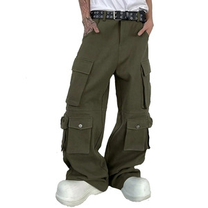 Pantalones Cargo Holgados de Algodón para Hombre, Estilo Urbano, Impermeables, Transpirables, de Verano, con Múltiples Bolsillos, Pierna Ancha, Cintura Media Elástica - Product Image 1