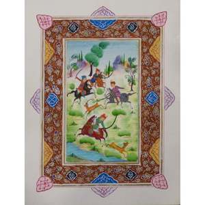 Persian <b>Miniature</b> Handmade With Unique Design And Colorful Authentic Art 7 X 9.5 Abcpm0134 - Product Image 1