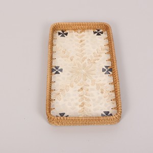 Bandeja de Servicio Rectangular Ecológica de Nácar con Ratán, Incrustaciones Minimalistas de Concha, Pedido al por Mayor para Uso en el Hogar, Restaurantes y Cafeterías - Product Image 6