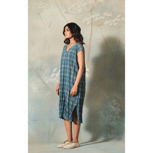 Aparna Cotton Check - Ropa Transpirable Azul Ceniza, Cómoda y Elegante - Product Image 2
