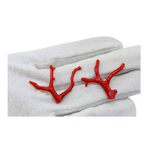 Par de palos de Coral rojo italiano Natural en forma de Coral pulido en bruto Precio de mayorista de calidad rara - Product Image 2