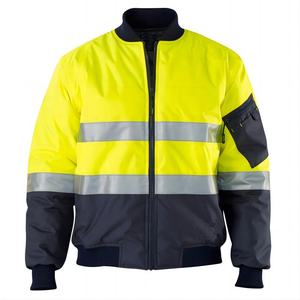 Chaqueta de Seguridad Impermeable para Hombre, ANSI Clase 2, con Luz LED Intermitente, Alta Visibilidad, Invierno, Poliéster, Estilo Bomber - Product Image 1