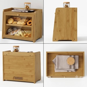 Boîte de rangement en bambou, design minimaliste rectangulaire, type vertical, organisateur de cuisine, conteneur à un seul niveau en fibres végétales - Product Image 2