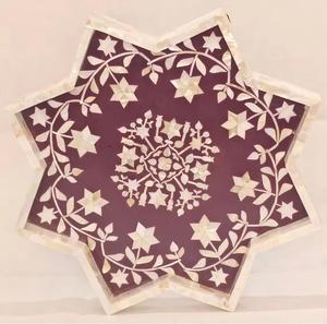 Custom <strong>Inlay</strong> Tray Natural <strong>Bone</strong> Eco-friendly Tray <strong>Indian</strong> Craftsmanship Moroccan Design High-quality Tray Tabletop Decor