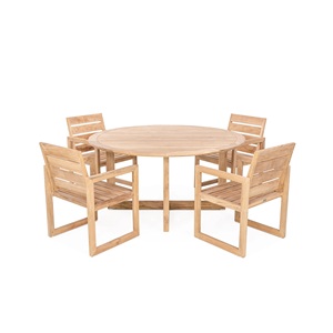 ชุดรับประทานอาหารทำจากกรอบไม้สักเนื้อแข็งสีธรรมชาติและวัสดุคุณภาพสูงสำหรับใช้ในร่มและกลางแจ้ง - Product Image 1