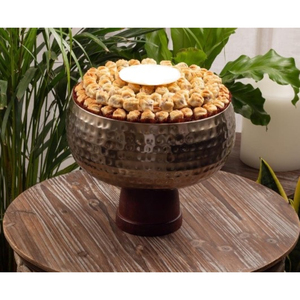 Cuenco de Metal creativo para servir chocolate con base de madera, diseño único, decoración del hogar, plato de chocolate para bodas y eventos especiales - Product Image 1