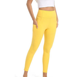 เลกกิ้งโยคะระบายอากาศได้ดีสำหรับผู้หญิงผ้าฝ้ายเอวกลางยืดหยุ่นป้องกันแบคทีเรียเส้นใยไม้ไผ่ออกแบบได้ตามต้องการ - Product Image 6