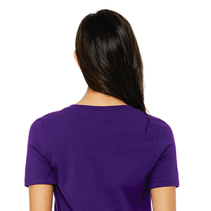 OEM personnalisé femmes décontracté à manches courtes col en V T-Shirt de haute qualité 100% coton toile T-Shirt uni doux tricoté coupe style vierge - Product Image 6