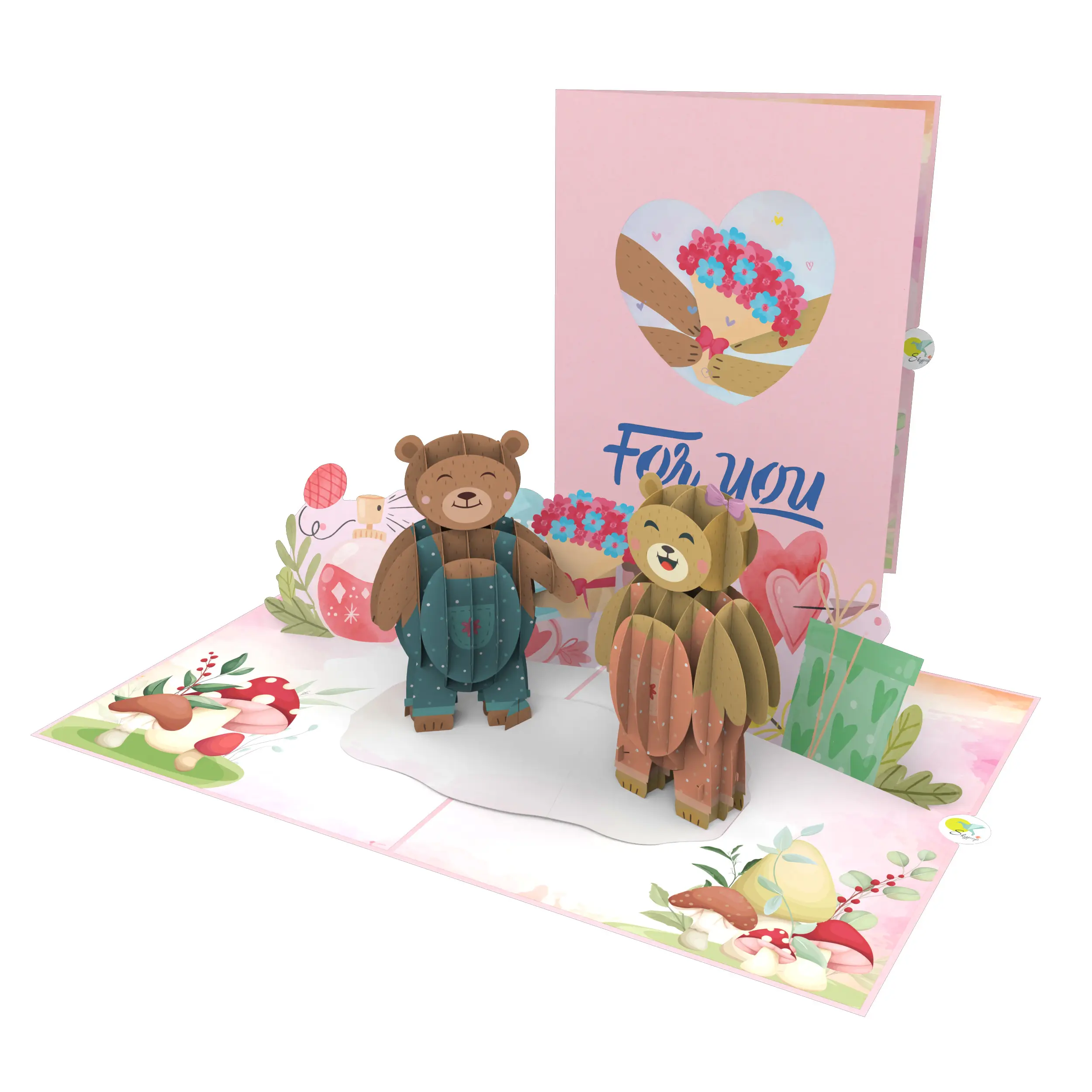 टेडी भेजने फूल उच्च गुणवत्ता थोक कार्ड वेलेंटाइन शादी उपहार विचार धन्यवाद ग्रीटिंग कार्ड