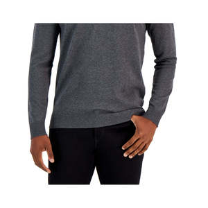 Maglione da Uomo Alfani in Cotone con Scollo a V, Grigio, Taglia Media - Invernale/Autunnale, Lavorazione a Maglia Personalizzata, Stampa con Bottoni e Lettere, con Cappuccio - Product Image 3