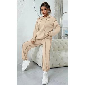 Vêtements décontractés Sweats à capuche et joggeurs Ensemble 2 pièces Survêtements en coton polaire avec logo personnalisé pour femme Survêtement de course décontracté - Product Image 1