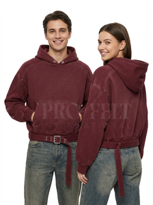 Trendy Oversized Hooded Sweatshirt Adjustable Belt for Women Casual Loose Fit Pullover Fashionable Custom Printed Design <b>Hoodies</b> - Product Image 2