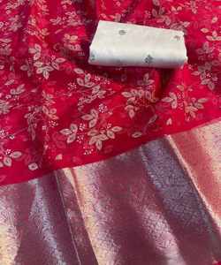 Sari de encaje floral con blusa para mujer - Product Image 5