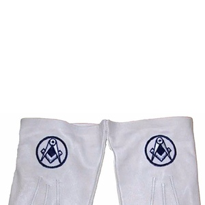 Master Mason Blue Lodge Guantes-All White Cotton Square & Compass Mason Blue Lodge Guantes Logotipo personalizado Precio barato para la venta - Product Image 6